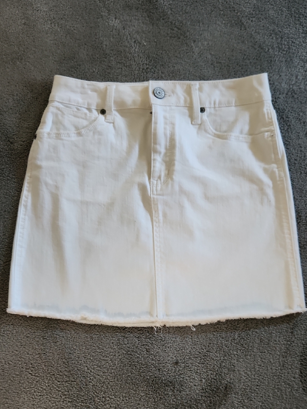 Mudd White Denim Mini Skirt with Raw Hem